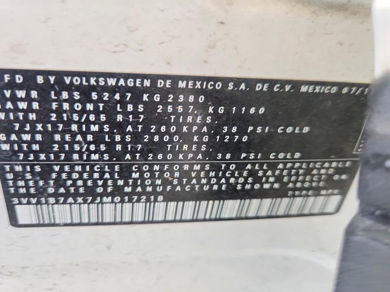 Aukcja sprzedaży 2018 Volkswagen Tiguan, vin: 3VV1B7AX7JM017218, numer aukcji: 85971445