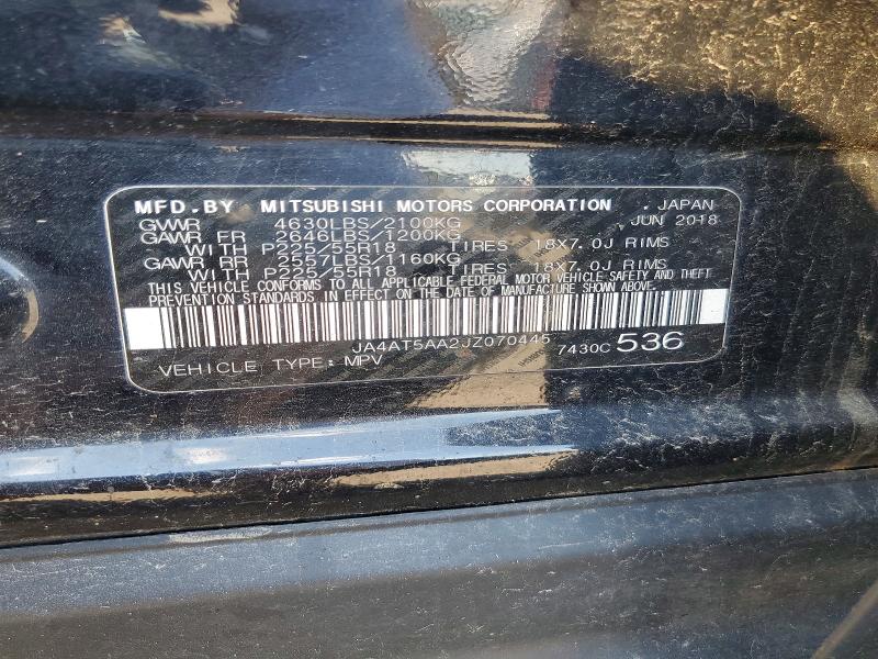 59326356 :رقم المزاد ، JA4AT5AA2JZ070445 vin ، 2018 Mitsubishi Eclipse Cross Black مزاد بيع