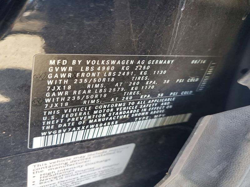Aukcja sprzedaży 2015 Volkswagen Tiguan, vin: WVGBV7AXXFW504555, numer aukcji: 60624116