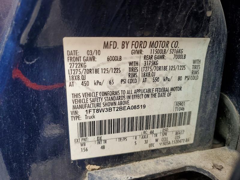 2011 Ford F350 მანქანა იყიდება აუქციონზე, vin: 1FT8W3BT2BEA08519, აუქციონის ნომერი: 61507766