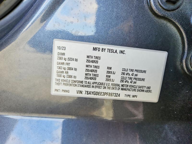 Продажа на аукционе авто 2023 Tesla Model Y, vin: 7SAYGDEE3PF897324, номер лота: 59621626