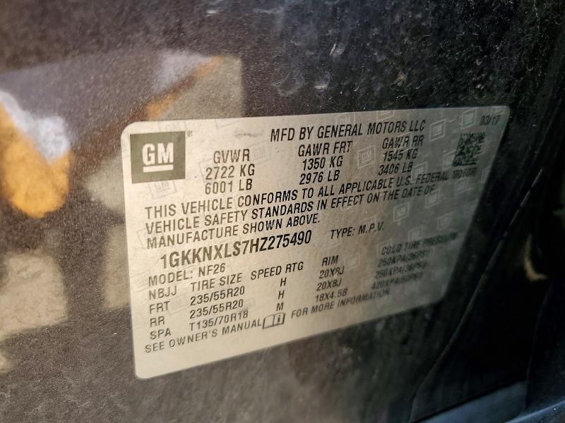 Aukcja sprzedaży 2017 Gmc Acadia, vin: 1GKKNXLS7HZ275490, numer aukcji: 60367996