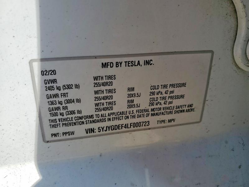 Aukcja sprzedaży 2020 Tesla Model Y, vin: 5YJYGDEF4LF000723, numer aukcji: 59783036
