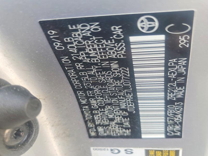 Aukcja sprzedaży 2020 Toyota Corolla, vin: JTDEPRAE7LJ077222, numer aukcji: 59074276