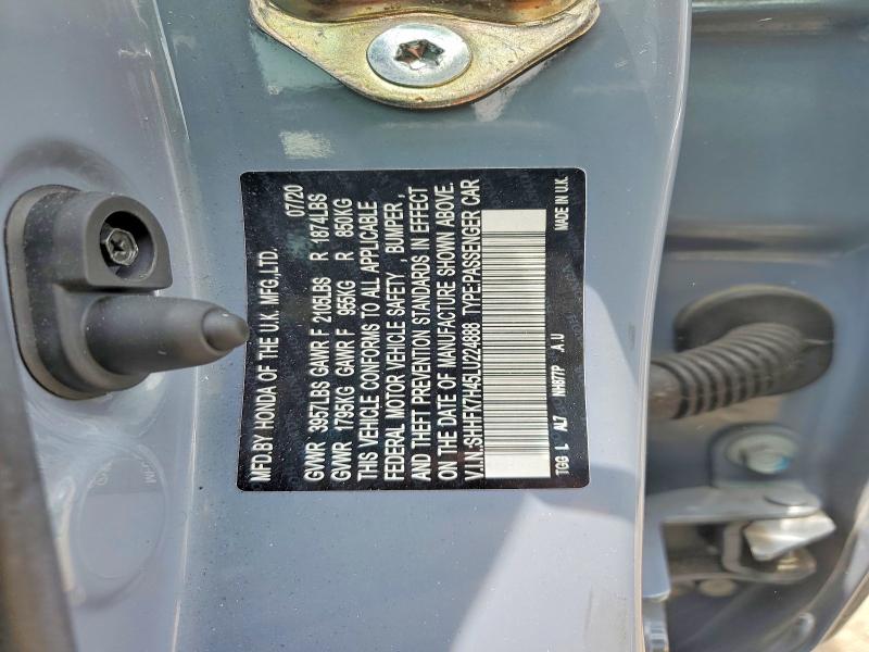 2020 Honda Civic მანქანა იყიდება აუქციონზე, vin: SHHFK7H45LU224888, აუქციონის ნომერი: 59836146