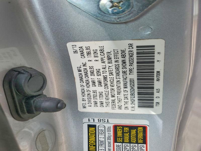 Aukcja sprzedaży 2013 Honda Civic, vin: 2HGFG3B05DH523201, numer aukcji: 61572546