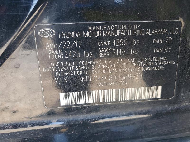 Продаж на аукціоні авто 2013 Hyundai Sonata, vin: 5NPEC4AC6DH588220, номер лоту: 61160646