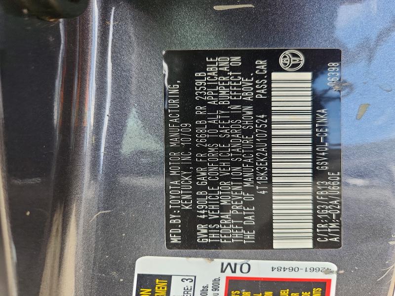 61963176 :رقم المزاد ، 4T1BK3EK2AU107524 vin ، 2010 Toyota Camry مزاد بيع