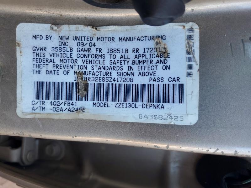 60977996 :رقم المزاد ، 1NXBR32E85Z417208 vin ، 2005 Toyota Corolla مزاد بيع