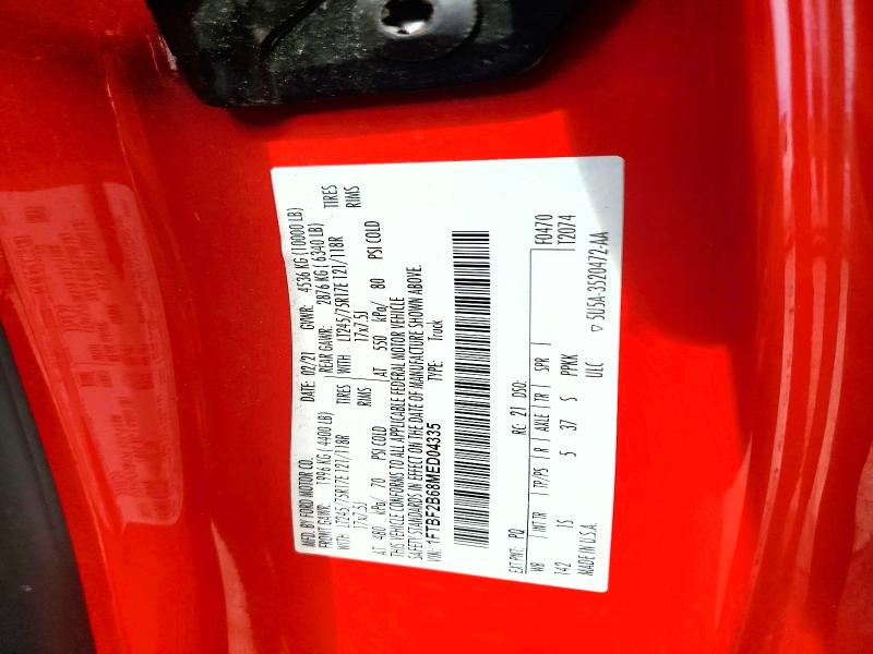 2021 Ford F250 მანქანა იყიდება აუქციონზე, vin: 1FTBF2B68MED04335, აუქციონის ნომერი: 60547416