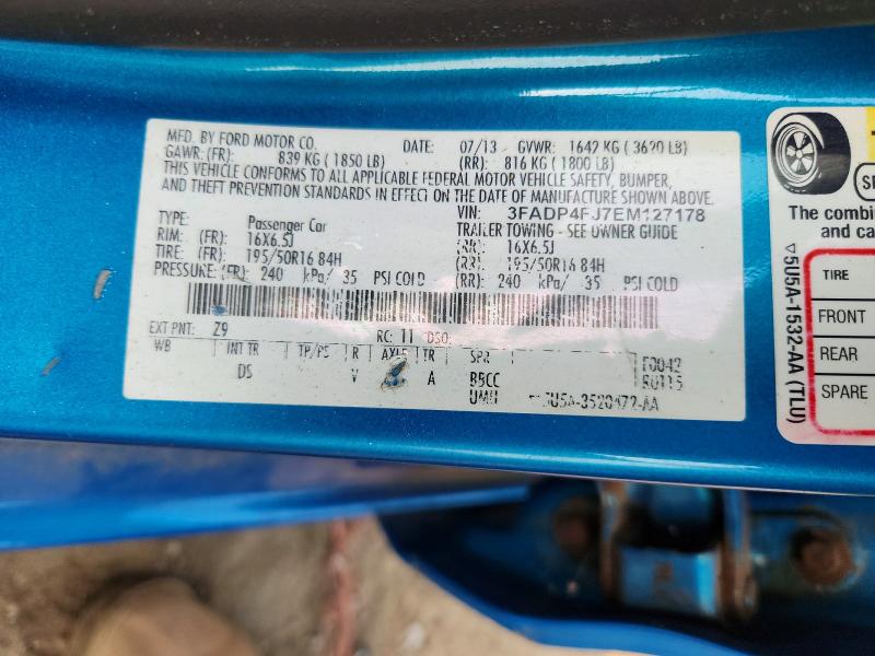 Aukcja sprzedaży 2014 Ford Fiesta, vin: 3FADP4FJ7EM127178, numer aukcji: 60826866