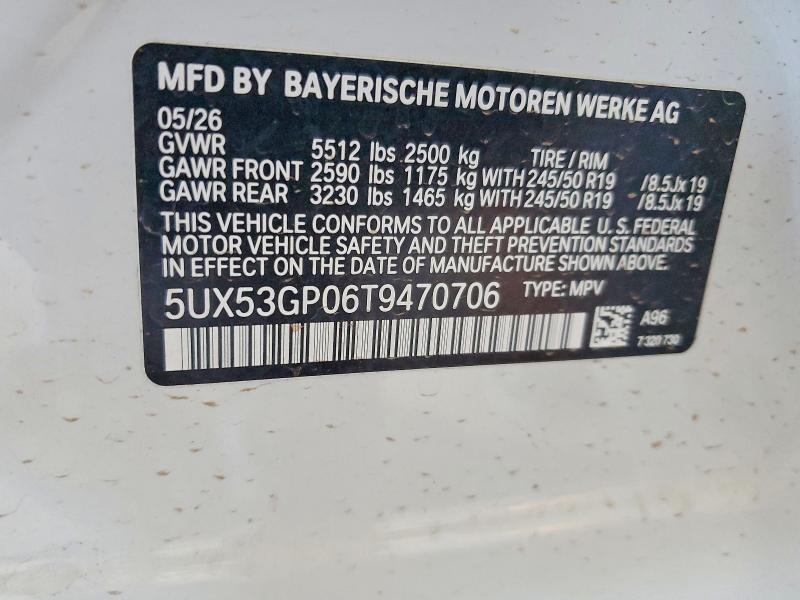 Aukcja sprzedaży 2026 Bmw X3, vin: 5UX53GP06T9470706, numer aukcji: 60984586