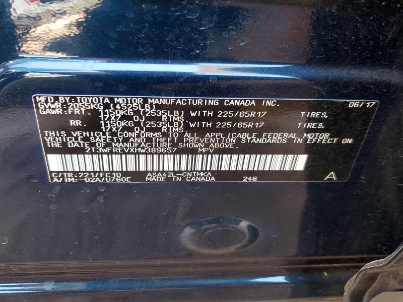 Aukcja sprzedaży 2017 Toyota Rav4, vin: 2T3WFREVXHW389657, numer aukcji: 60424476