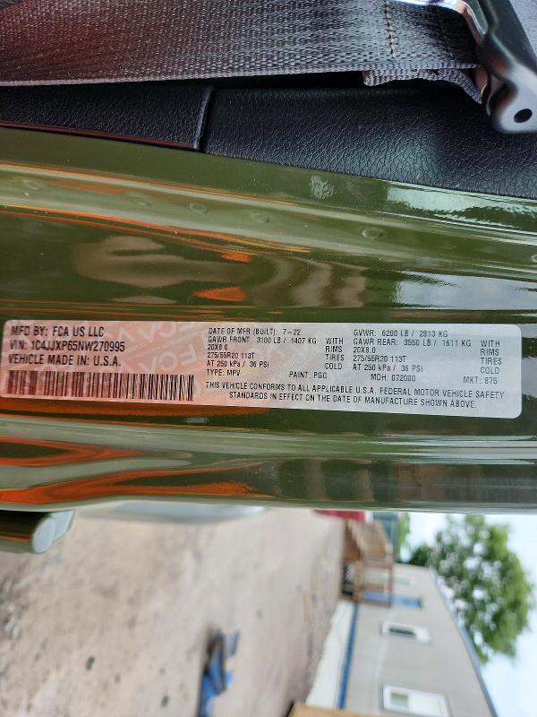 Продажа на аукционе авто 2022 Jeep Wrangler Unlimited, vin: 1C4JJXP65NW270995, номер лота: 61518716