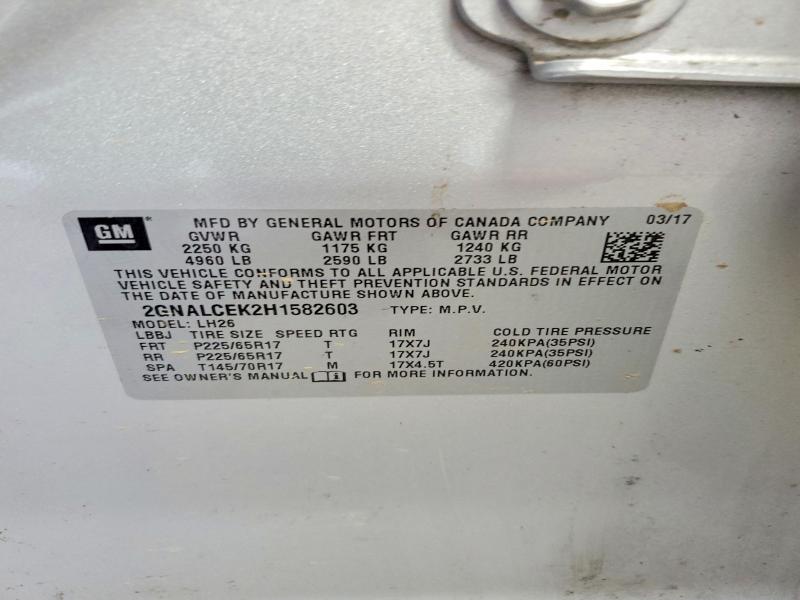 Продаж на аукціоні авто 2017 Chevrolet Equinox, vin: 2GNALCEK2H1582603, номер лоту: 61676146