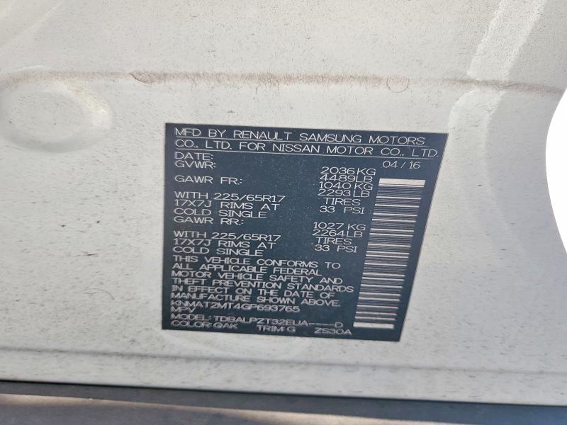 2016 Nissan Rogue მანქანა იყიდება აუქციონზე, vin: KNMAT2MT4GP693765, აუქციონის ნომერი: 59598576