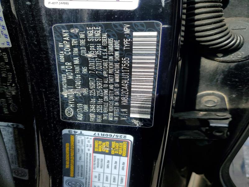 60163196 :رقم المزاد ، KM8J2CA49LU117585 vin ، 2020 Hyundai Tucson مزاد بيع