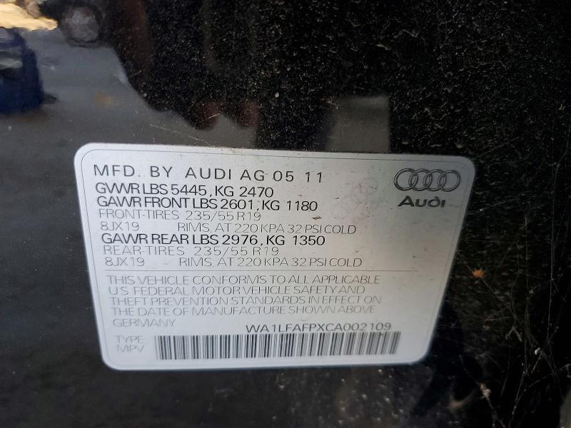 60662506 :رقم المزاد ، WA1LFAFPXCA002109 vin ، 2012 Audi Q5 مزاد بيع
