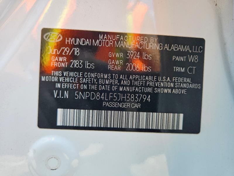 2018 Hyundai Elantra მანქანა იყიდება აუქციონზე, vin: 5NPD84LF5JH383794, აუქციონის ნომერი: 59596096