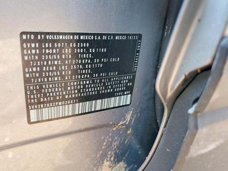 Aukcja sprzedaży 2023 Volkswagen Tiguan, vin: 3VV2B7AX2PM026471, numer aukcji: 61020576