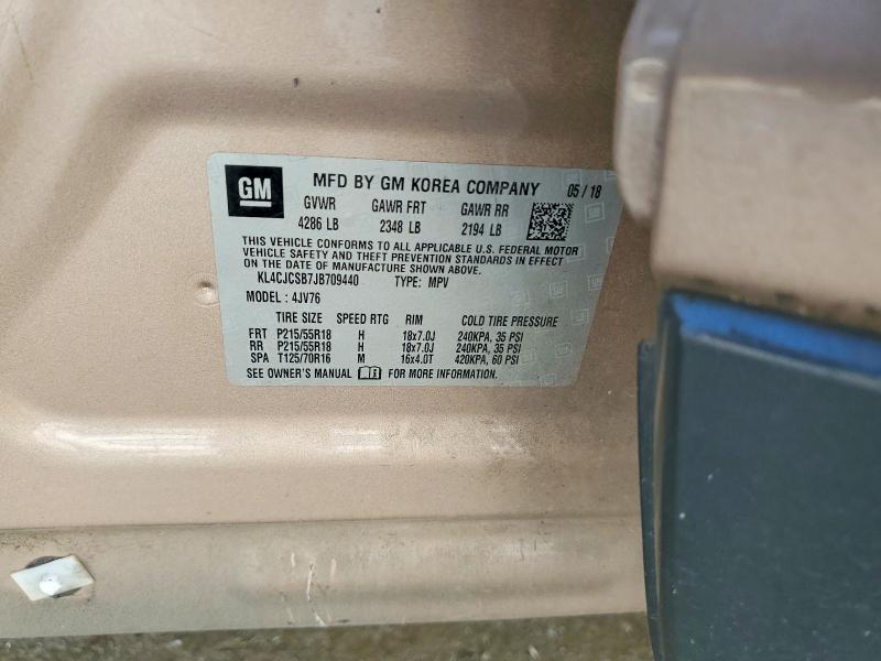 Aukcja sprzedaży 2018 Buick Encore, vin: KL4CJCSB7JB709440, numer aukcji: 58626806