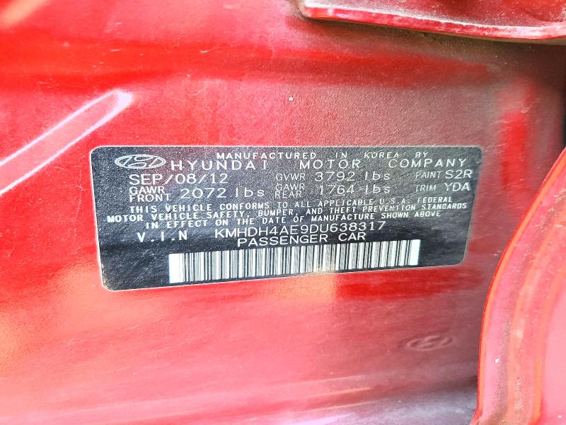 60056156 :رقم المزاد ، KMHDH4AE9DU638317 vin ، 2013 Hyundai Elantra مزاد بيع