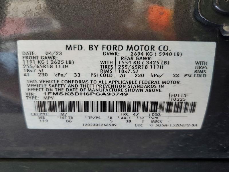 Продажа на аукционе авто 2023 Ford Explorer, vin: 1FMSK8DH6PGA93749, номер лота: 59679576