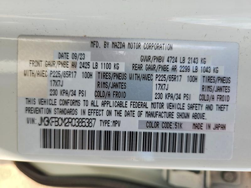 Aukcja sprzedaży 2024 Mazda Cx-5, vin: JM3KFBCM2R0385387, numer aukcji: 61952576