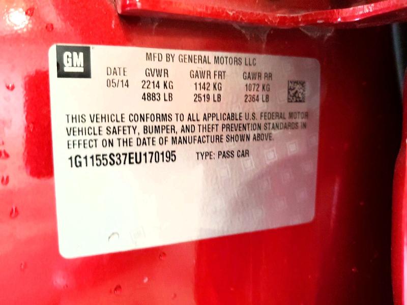 61593346 :رقم المزاد ، 1G1155S37EU170195 vin ، 2014 Chevrolet Impala مزاد بيع
