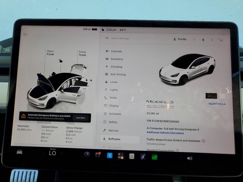 62526856 :رقم المزاد ، 5YJ3E1EC5NF209069 vin ، 2022 Tesla Model 3 مزاد بيع