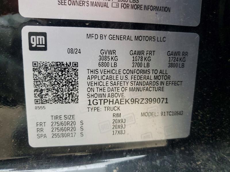 2024 Gmc Sierra მანქანა იყიდება აუქციონზე, vin: 1GTPHAEK9RZ399071, აუქციონის ნომერი: 62270266