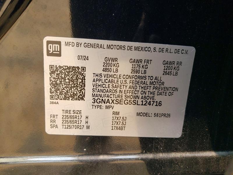 Aukcja sprzedaży 2025 Chevrolet Equinox, vin: 3GNAXSEG5SL124716, numer aukcji: 60711116