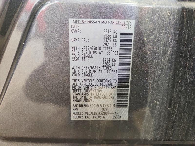 Продажа на аукционе авто 2018 Nissan Pathfinder, vin: 5N1DR2MN5JC650513, номер лота: 60331266