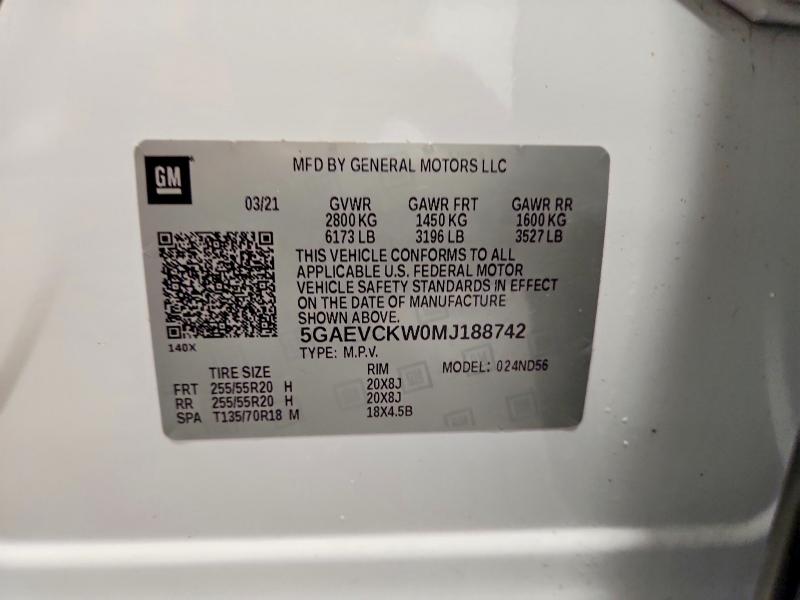 Продажа на аукционе авто 2021 Buick Enclave, vin: 5GAEVCKW0MJ188742, номер лота: 61319966