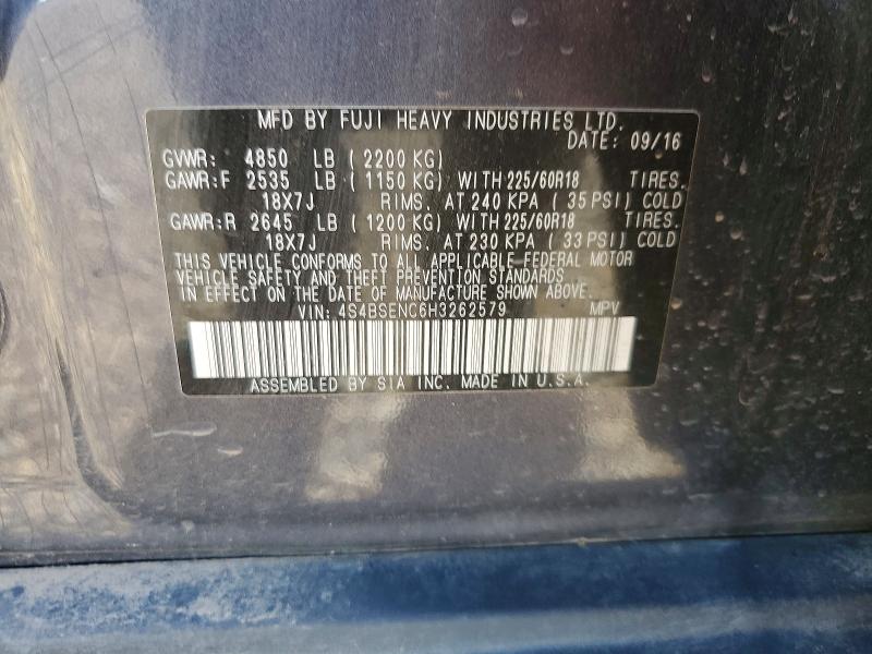Продажа на аукционе авто 2017 Subaru Outback, vin: 4S4BSENC6H3262579, номер лота: 59809306