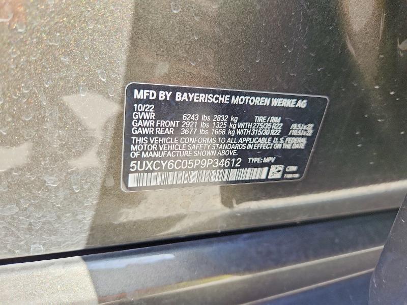 61322796 :رقم المزاد ، 5UXCY6C05P9P34612 vin ، 2023 Bmw X6 مزاد بيع