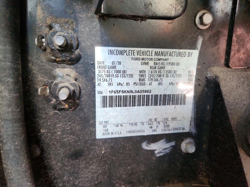 58157216 :رقم المزاد ، 1F65F5KN9L0A05862 vin ، 2020 Ford F59 مزاد بيع