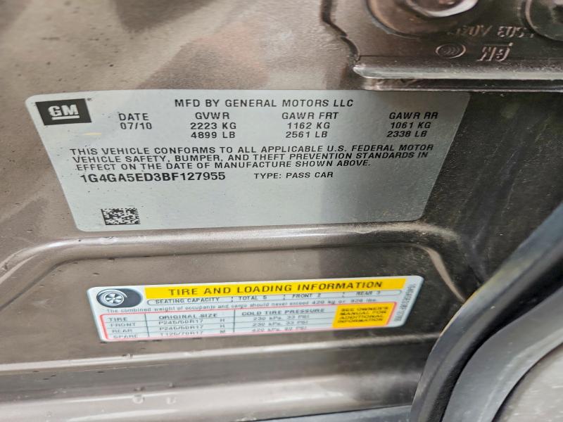 59794936 :رقم المزاد ، 1G4GA5ED3BF127955 vin ، 2011 Buick Lacrosse مزاد بيع