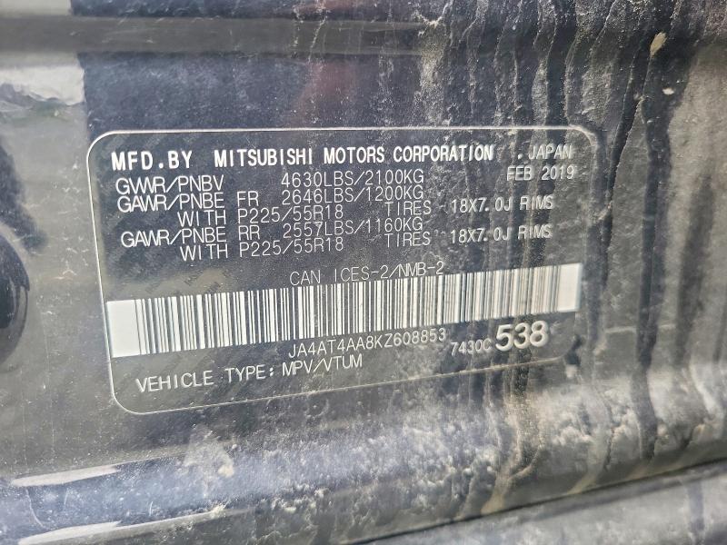 Aukcja sprzedaży 2019 Mitsubishi Eclipse Cross, vin: JA4AT4AA8KZ608853, numer aukcji: 62233626