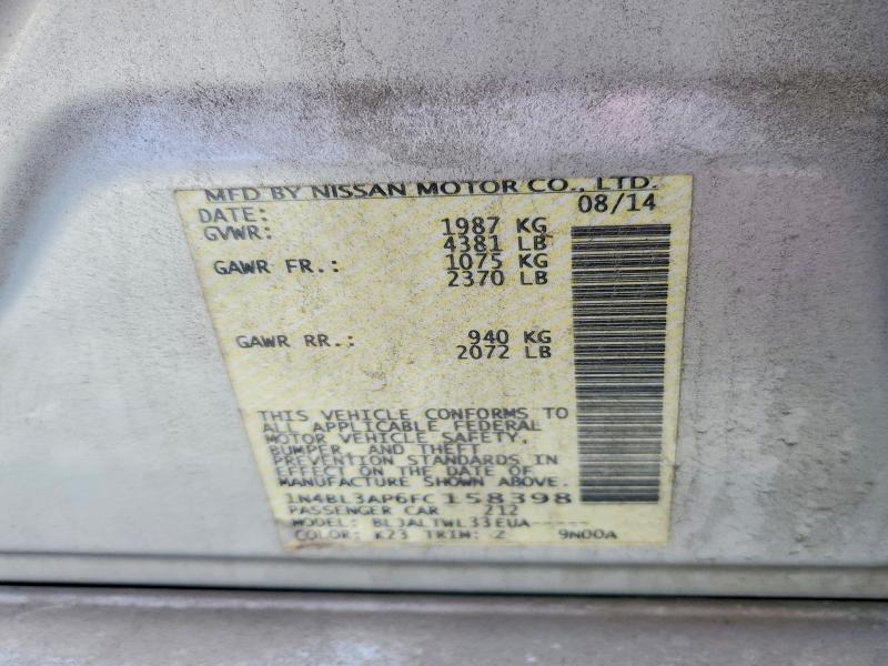 Продаж на аукціоні авто 2015 Nissan Altima, vin: 1N4BL3AP6FC158398, номер лоту: 60157106