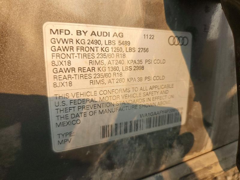 Aukcja sprzedaży 2023 Audi Q5, vin: WA1GAAFY4P2061519, numer aukcji: 61026136