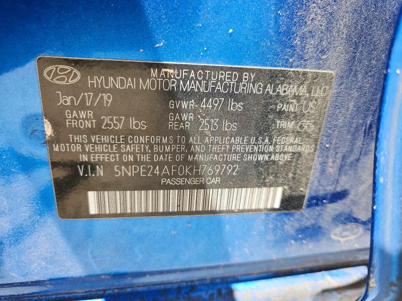 Продажа на аукционе авто 2019 Hyundai Sonata, vin: 5NPE24AF0KH769792, номер лота: 59827086