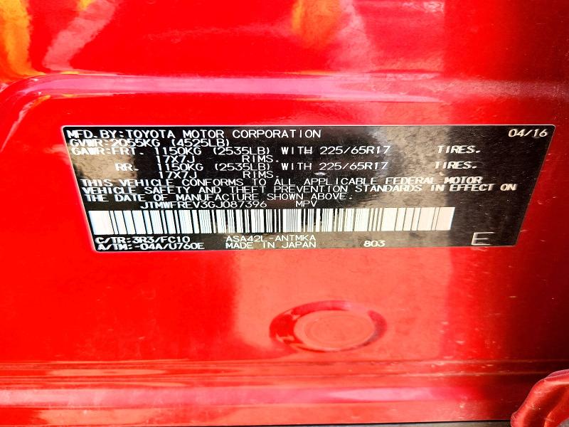 Aukcja sprzedaży 2016 Toyota Rav4, vin: JTMWFREV3GJ087396, numer aukcji: 60864456