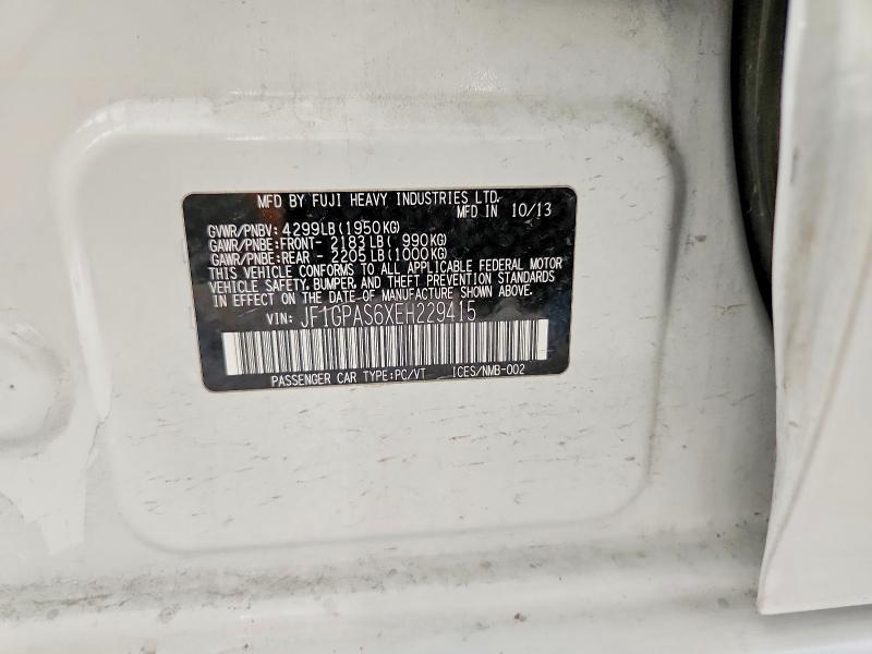 Продажа на аукционе авто 2014 Subaru Impreza, vin: JF1GPAS6XEH229415, номер лота: 62403356
