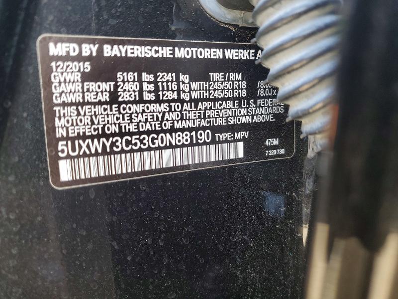 2016 Bmw X3 მანქანა იყიდება აუქციონზე, vin: 5UXWY3C53G0N88190, აუქციონის ნომერი: 61372336