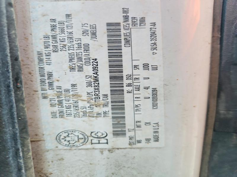2021 Ford Transit მანქანა იყიდება აუქციონზე, vin: 1FTBR3X82MKA09224, აუქციონის ნომერი: 62645996