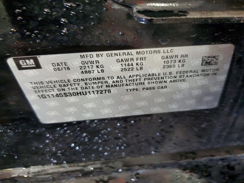 Aukcja sprzedaży 2017 Chevrolet Impala, vin: 1G1145S30HU117278, numer aukcji: 63213016