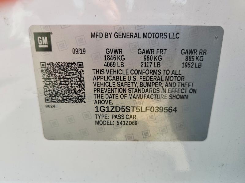Продаж на аукціоні авто 2020 Chevrolet Malibu, vin: 1G1ZD5ST5LF039564, номер лоту: 60126786