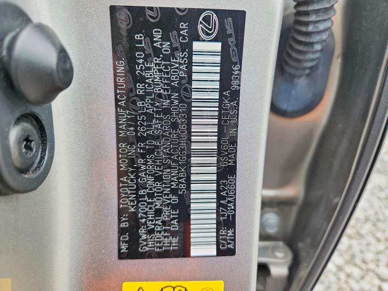 2017 Lexus Es მანქანა იყიდება აუქციონზე, vin: 58ABK1GG3HU063310, აუქციონის ნომერი: 60106776