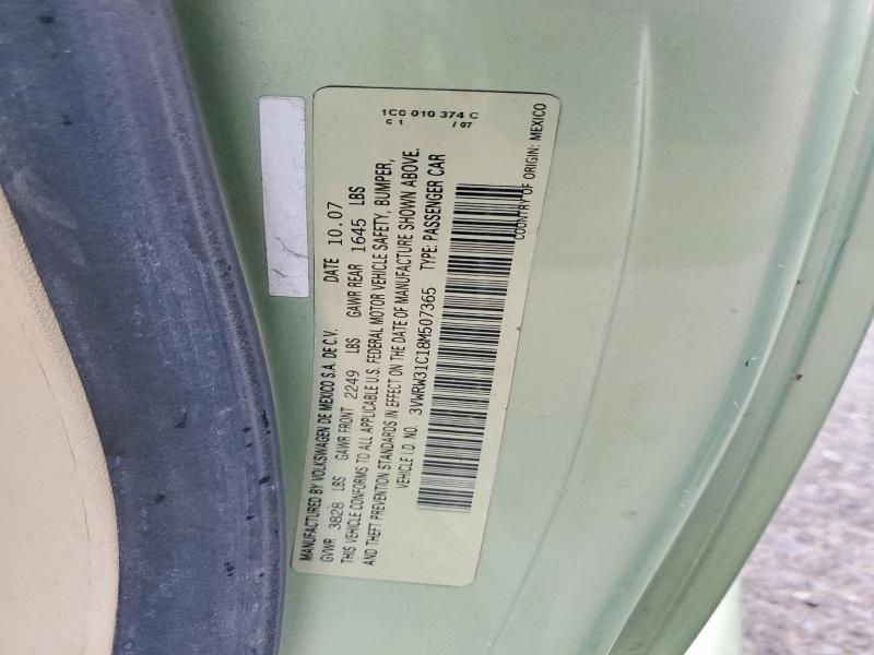 Aukcja sprzedaży 2008 Volkswagen New Beetle, vin: 3VWRW31C18M507365, numer aukcji: 62752906